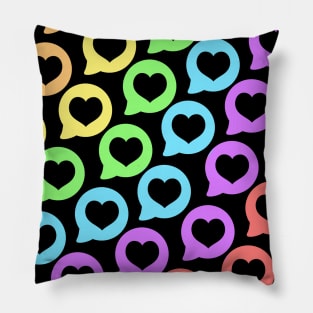 Rainbow Heart Speech Bubbles Pillow