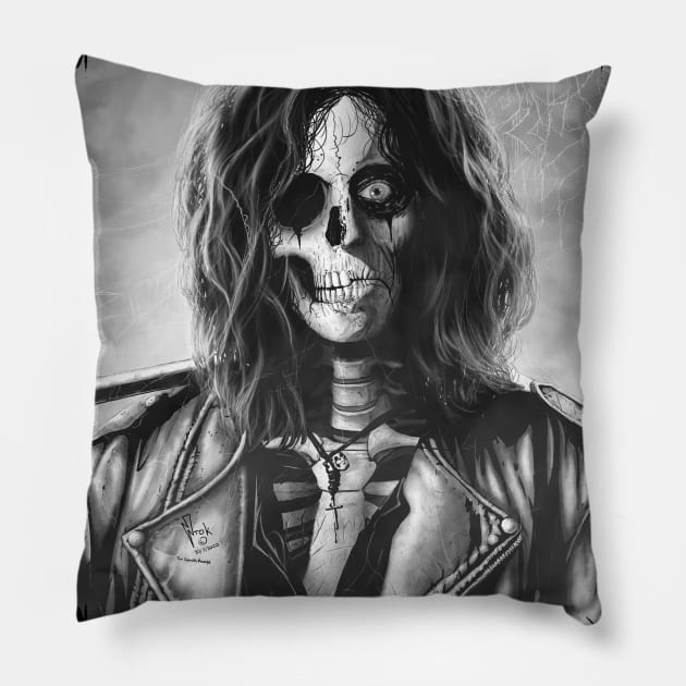 Gothic Rock Skull. Pillow by Hellustrations