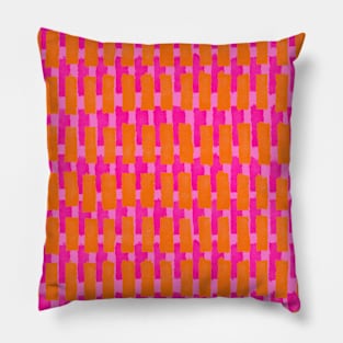 Hot Pink and Orange Geometric Layers Pattern Pillow