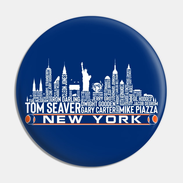 New York Baseball Team All Time Legends, New York City Skyline Pin by Legend Skyline