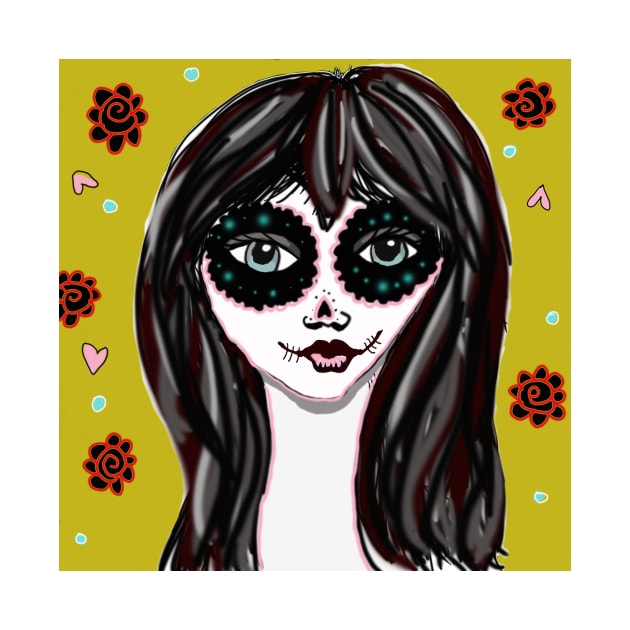 sugar skull girl digital art by LisaCasineau