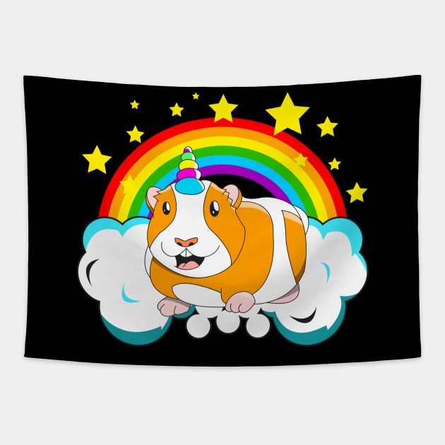 Guinicorn Guinea Pig Unicorn Rainbow Tapestry by aneisha