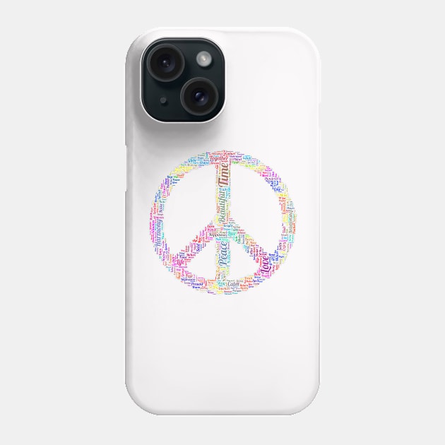 Peace Symbol Silhouette Shape Text Word Cloud Phone Case by Cubebox