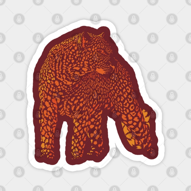 Cheetah orange silhoutte Magnet by tepy 