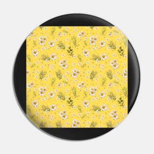 White Daisies Field Floral Yellow Pattern Garden Gerbera Pin