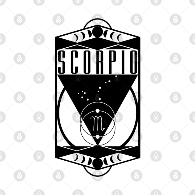 Scorpio Constellation Moon Phases Zodiac Astrology Art Deco Style by graphicbombdesigns