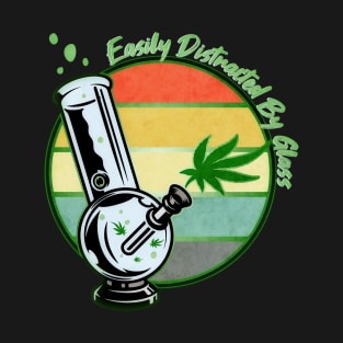 Easily Distracted By Glass Bong 420 Retro Sunset T-Shirt