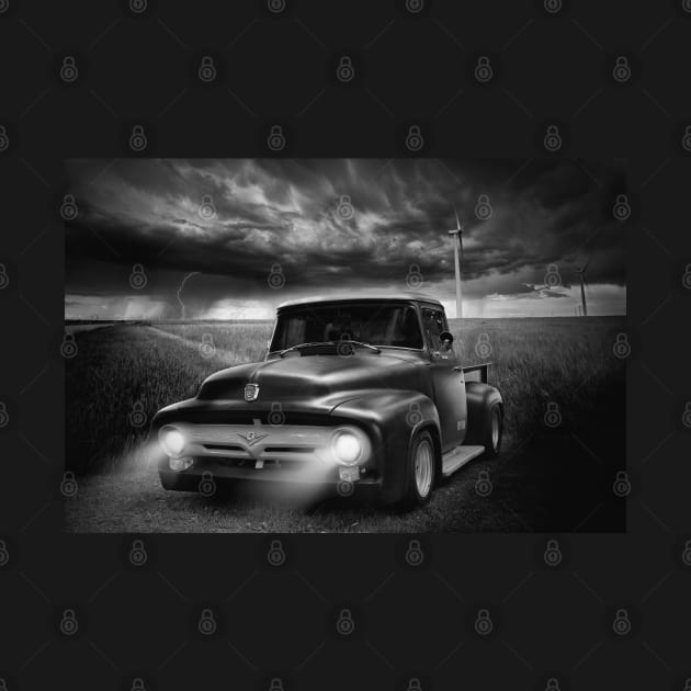 1956 Ford F-100 - black white by hottehue