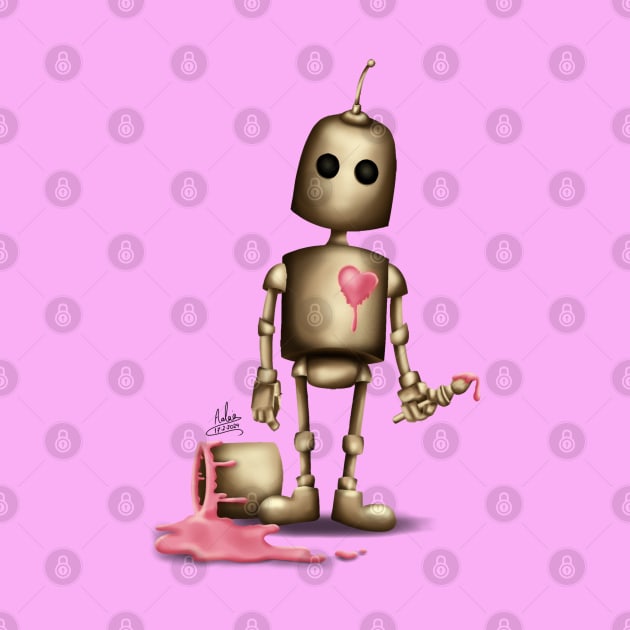 Robot with pink heart by Aalaa Bent Atef