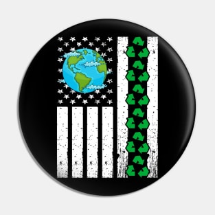 Earth Day Retro American Flag Pin