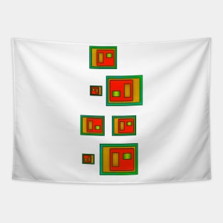 Green Orange And Gold Geometric Abstract Tapestry