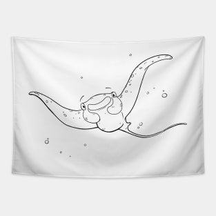 Manta Ray - Line Art Tapestry