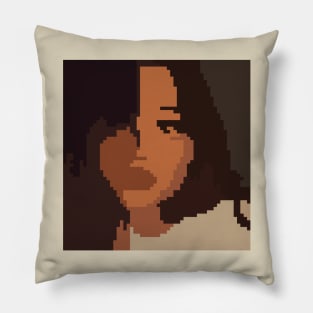 Asian hipster girl (Pixel Art) Pillow