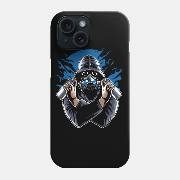 Gas Mask Graffiti Phone Case by drewbacca