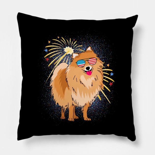 Cool Dog USA flag Patriotic 4th July independence day coolest shirt for july forth Pillow by BoogieCreates