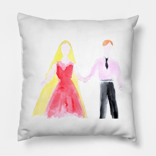 Newlyweds, wedding, Bride and groom, couple, love, illustration,  watercolor, artwork Pillow by grafinya