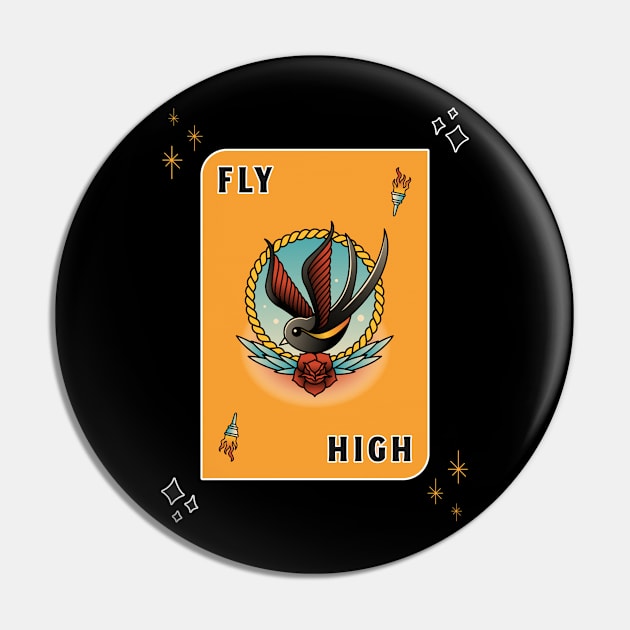 Fly High Bird Tattoo Pin by Tip Top Tee's