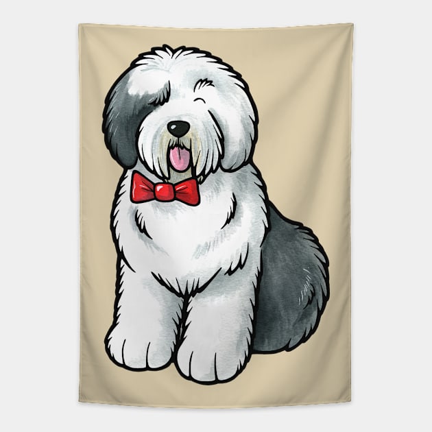 Old English Sheepdog Tapestry by animalartbyjess