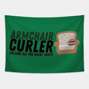 Curling - Armchair Curler - Black Text Tapestry