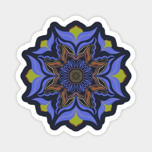 Blue Abstract Mandala Flower Magnet