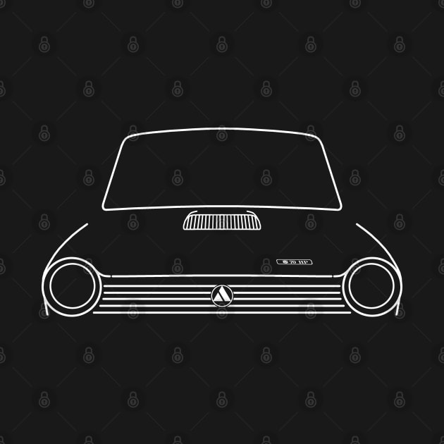 Autobianchi A112 1970s classic car white outline graphic by soitwouldseem