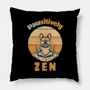 French bulldog yoga pose, funny frenchie in meditations pose Pillow