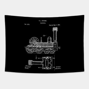 Locomotive Patent / Locomotive Blueprint / locomotive Patent Illustration Tapestry