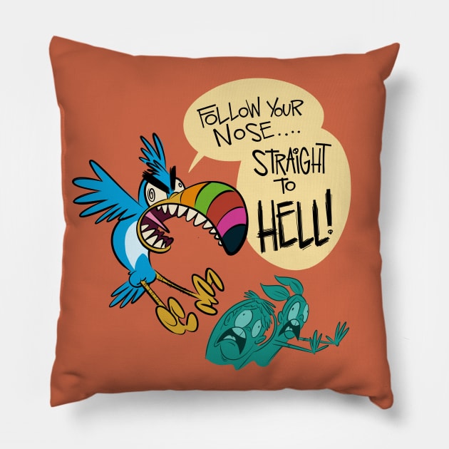 Cursed Tropical Bird Cereal Mascot Pillow by westinchurch