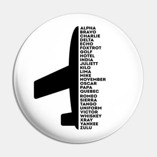 Plane and Phonetic Alphabet Pin