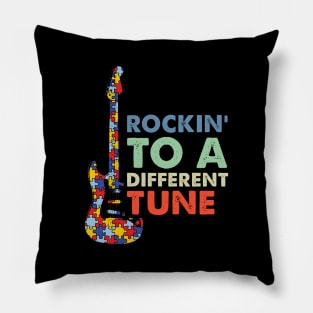 Rockin To A Different Tune Puzzle Piece Guitar Autism Pillow