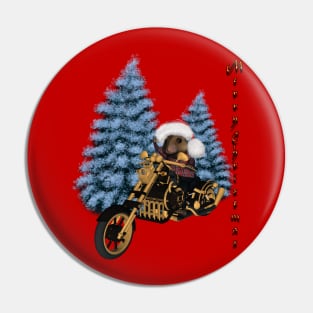 Merry christmas, funny mouse on a motorcycle with christmas hat Pin