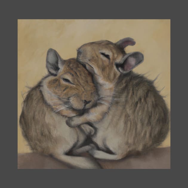 Cute Degu Hug Oil Painting by soulfulprintss8