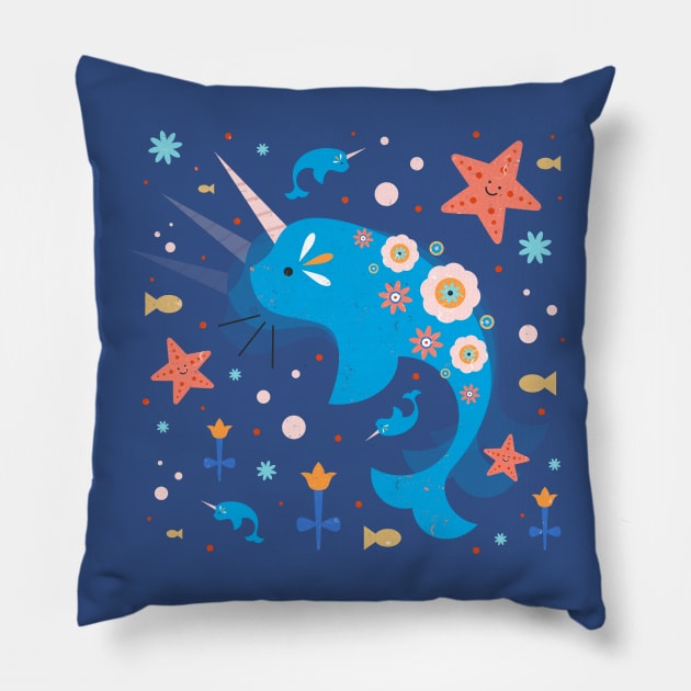 Narwhal Pillow by CarlyWatts