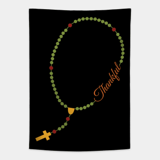 Thankful Colorful Rosary Fall Typography Thanksgiving Tapestry