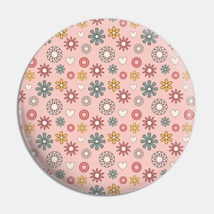 Retro flowers seamless pattern Pin