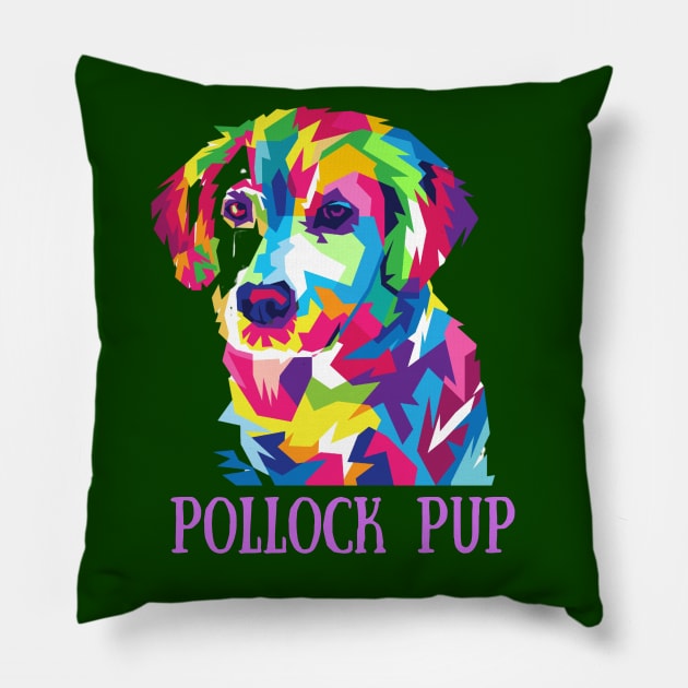 Pollock Pup Pillow by Artsy Y'all