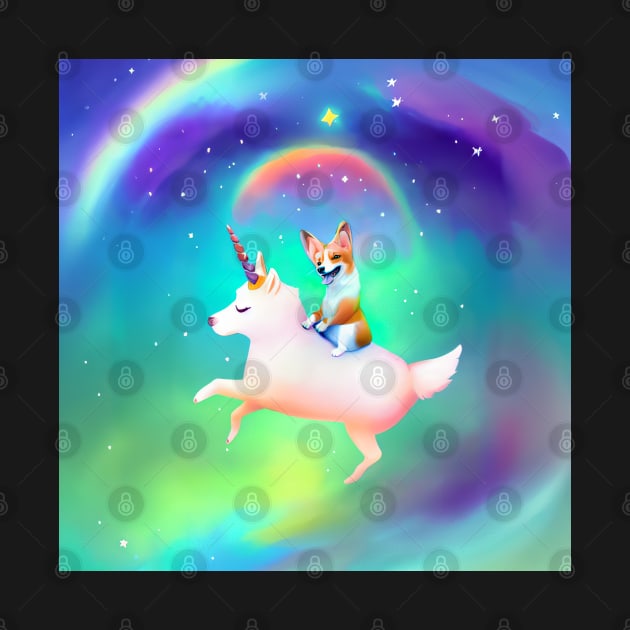 Corgi Riding on a Unicorn by nicecorgi