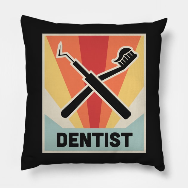 The Vintage Dentist – Dental Picks Icon Pillow by MeatMan