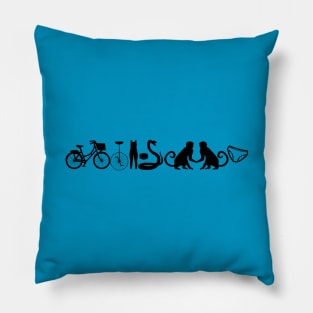 bicycle unicycle unitard hockey puck rattlesnake monkey monkey underpants Pillow