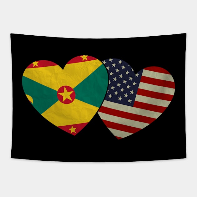 Grenadian American Couple Heart Love Flag Valentines Day Tapestry by snnt