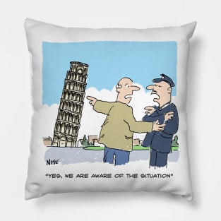 Leaning Tower of Pisa Alarms a Tourist Pillow