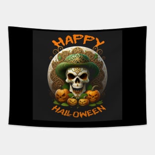 Celtic Knot Irish Skull Halloween Pumpkin V2 Tapestry