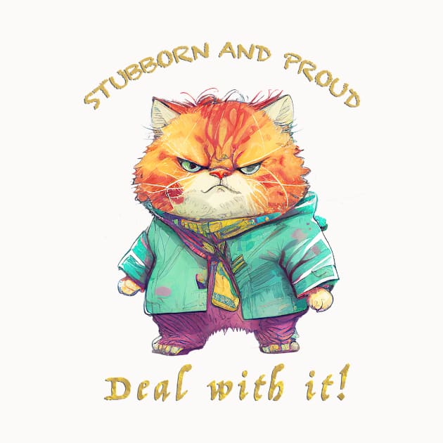 Cat Stubborn Deal With It Cute Adorable Funny Quote by Cubebox