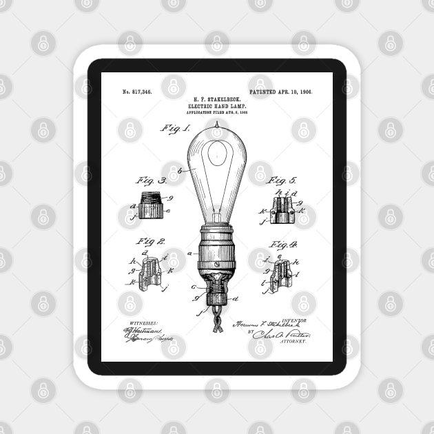 Light Bulb Patent - Industrial Design Architectural Decor Art - White Magnet by patentpress