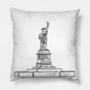 Statue Of Liberty Minimalist Illustration Pillow