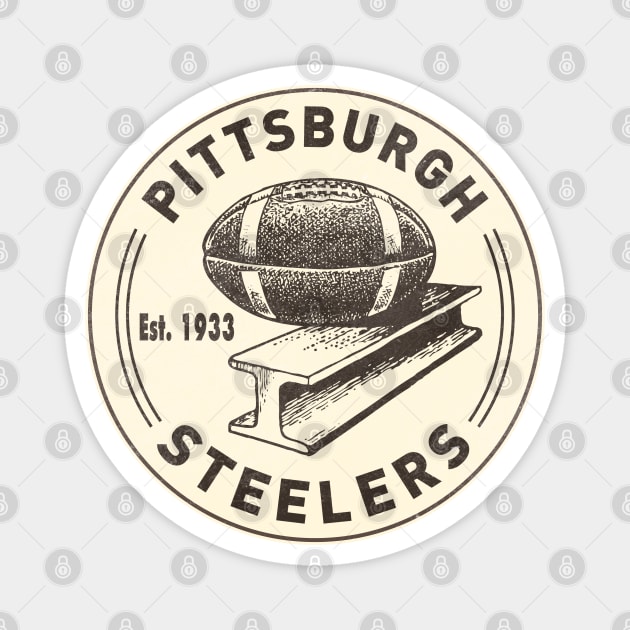 Vintage Pittsburgh Steelers 3 by Buck Tee Magnet by Buck Tee