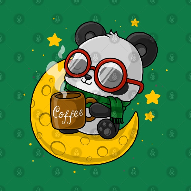 cute panda coffee moon by Mako Design 