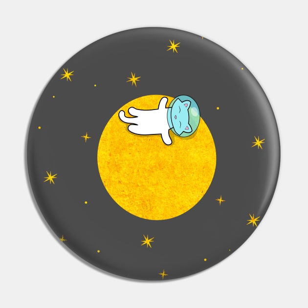Cute Cat On A Moon Pin by Purrfect