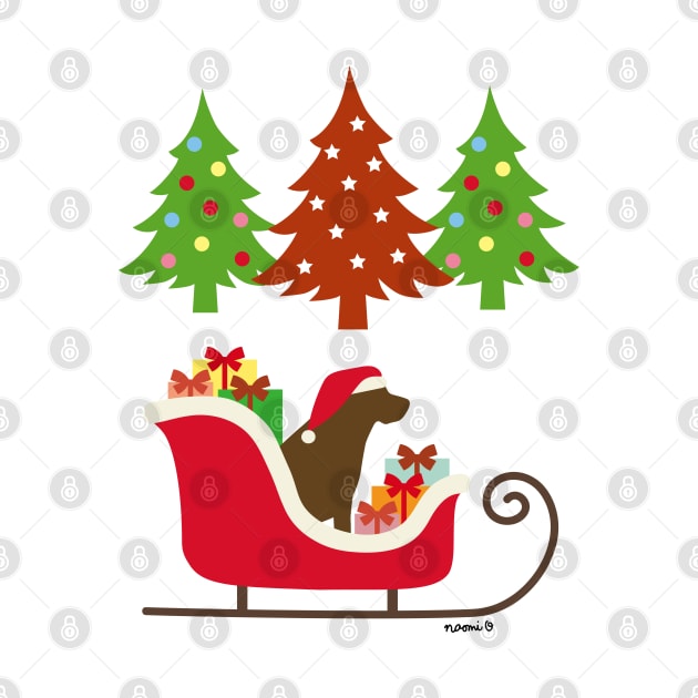 Chocolate Labrador Christmas Sleigh by HappyLabradors