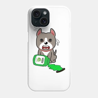 Cute grey dog Spills a jar of wasabi sauce Phone Case